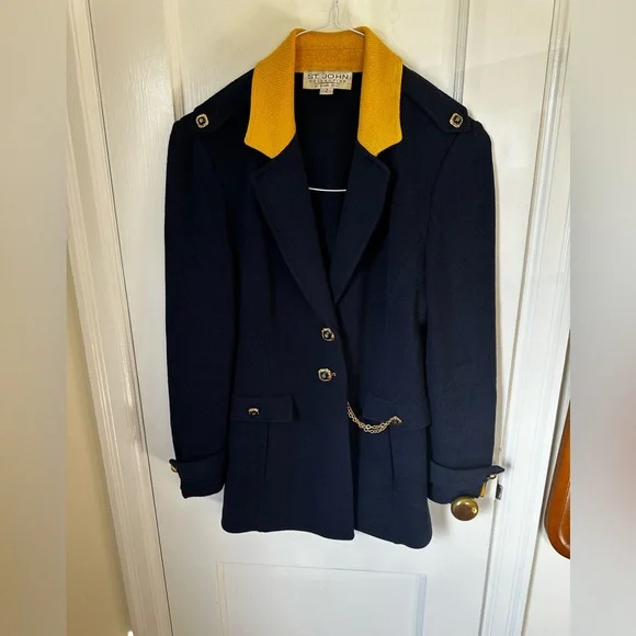 St. John Dark Blue Blazer with Gold Accents - Picture 1 of 7